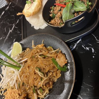 Four Region Thai Cuisine - Pad Thai with Pork & Pad Kapraw with Pork. - Thai Near Me - Spring, Texas