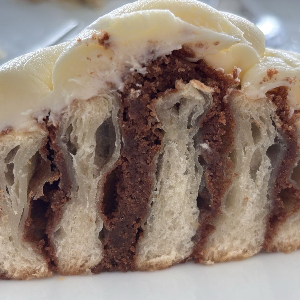 Croissant cream cheese frosted cinnamon roll