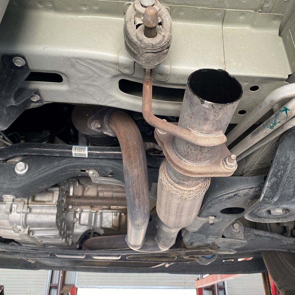 Xpress Auto Service - Stolen exhaust stream cat. Cat near manifold is present (attached topipe that goes up). - Auto Repair Near Me - Pahrump, Nevada