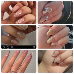 Queen Nails - The left is my inspiration and the right is what Tracey gave me.
