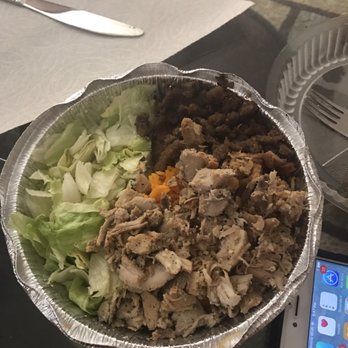 The Halal Guys - Dried out chicken and gyro meat with browning lettuce. - Halal Near Me - Glendale, California