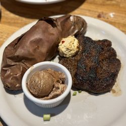 Rafferty's - Butterflied filet with six shooter cajun butter and a Sweet potato with cinnamon butter
