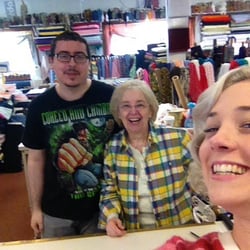 Bedford Fabrics - Me, the owner, and her grandson!