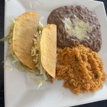 Asadero House - 7. Two Tacos, Mexican Rice and Refried Beans - Mexican Near Me - Rowlett, Texas
