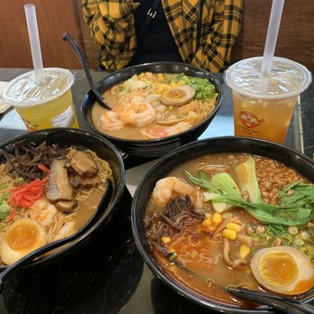 Hiro Ramen & Tea - Spicy tan tan ramen (right) Kaisen seafood ramen (top) Spicy miso ramen (left) - Ramen Near Me - Columbus, Ohio