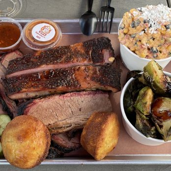 Wild Fig BBQ - 2 meat, 2 sides. pork ribs, brisket, Mexican Corn Salad, Brussels Sprouts - Barbeque Near Me - Las Vegas, Nevada Wild Fig BBQ - 2 meat, 2 sides. pork ribs, brisket, Mexican Corn Salad, Brussels Sprouts - Barbeque Near Me - Las Vegas, Nevada