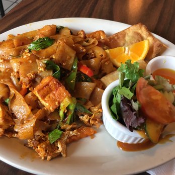 Thai Time - Drunken noodles lunch special with fried tofu - Thai Near Me - San Diego, California