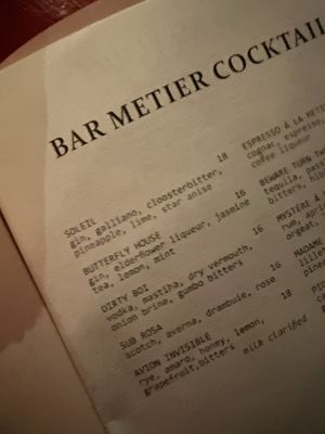 Menu photo 2 Bar Métier New Orleans, LA Menu photo 2 Bar Métier New Orleans, LA