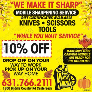 We Make it Sharp - Coupon 10% off - Knife Sharpening Near Me - Centereach, New York We Make it Sharp - Coupon 10% off - Knife Sharpening Near Me - Centereach, New York