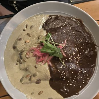 Felipe's - Chicken enchiladas with two kinds of mole - Mexican Near Me - Palm Springs, California Felipe's - Chicken enchiladas with two kinds of mole - Mexican Near Me - Palm Springs, California