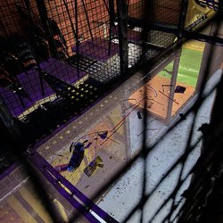 Urban Air Trampoline and Adventure Park - Dead spots with garbage that haven't been cleaned In who knows how long. This is hanging over your kids heads while they breathe