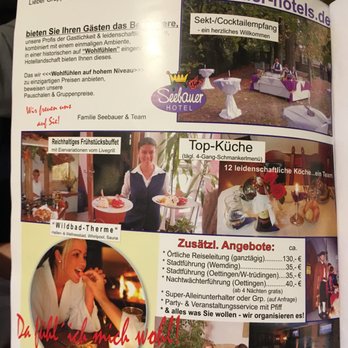 Seebauer Hotel Gut Wildbad - und das Prospekt ist das Papier nicht wert... von einer Top-Küche träumt der Hausherr doch. - German Near Me - Wemding, BY