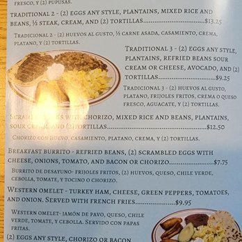 Francisco's Salvadoreno Restaurant - First page of menu as of 10/22 - Salvadoran Near Me - Bethlehem, Pennsylvania