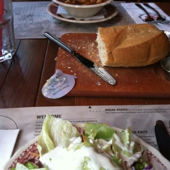 The Old Spaghetti Factory - Salad, sourdough bread and minestrone - Italian Near Me - Kelowna, British Columbia The Old Spaghetti Factory - Salad, sourdough bread and minestrone - Italian Near Me - Kelowna, British Columbia