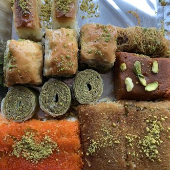 Alhamdani Sweets and Dessert - Knafeh and baklava assortment $13 a pound. $21 for all of this. - Bakeries Near Me - Spring Valley, California Alhamdani Sweets and Dessert - Knafeh and baklava assortment $13 a pound. $21 for all of this. - Bakeries Near Me - Spring Valley, California