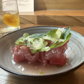 Uchibā Austin - Maguro crudo with watermelon - Cocktail Bars Near Me - Austin, Texas Uchibā Austin - Maguro crudo with watermelon - Cocktail Bars Near Me - Austin, Texas