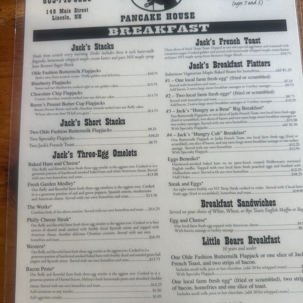 Flapjack's Pancake House - Menu - Breakfast & Brunch Near Me - Lincoln, New Hampshire Flapjack's Pancake House - Menu - Breakfast & Brunch Near Me - Lincoln, New Hampshire