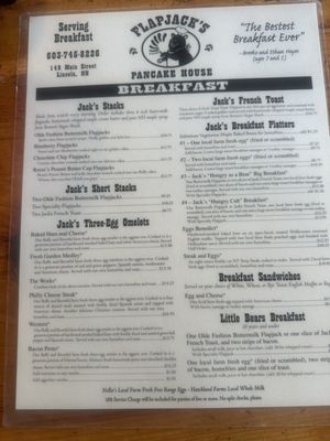 Menu photo 1 Flapjack's Pancake House Lincoln, NH