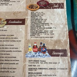 Cuatro Caminos Mexican Restaurant - Menu