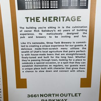 Strap Tank Brewery - Story of the place on the backside of menu - New American Near Me - Lehi, Utah Strap Tank Brewery - Story of the place on the backside of menu - New American Near Me - Lehi, Utah