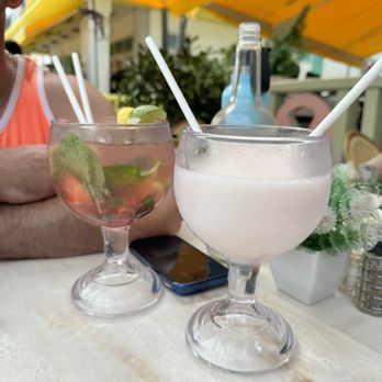 Birdcage Cafe - Small Strawberry Mojito (20) and Small Piña Colada (20 oz) - American Near Me - Miami Beach, Florida Birdcage Cafe - Small Strawberry Mojito (20) and Small Piña Colada (20 oz) - American Near Me - Miami Beach, Florida