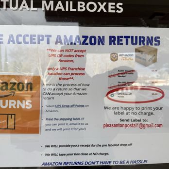 Pleasanton Postal - 2/16/25 - Instructions for Amazon returns accepted. Looks pretty good! - Shipping Centers Near Me - Pleasanton, California Pleasanton Postal - 2/16/25 - Instructions for Amazon returns accepted. Looks pretty good! - Shipping Centers Near Me - Pleasanton, California