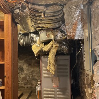 Divine Intervention - Loose and poorly taped insulation before - Heating & Air Conditioning/HVAC Near Me Divine Intervention - Loose and poorly taped insulation before - Heating & Air Conditioning/HVAC Near Me