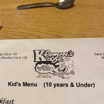 Klemm's Kafe - the menu for the restaurant - Breakfast & Brunch Near Me - Fort Wayne, Indiana