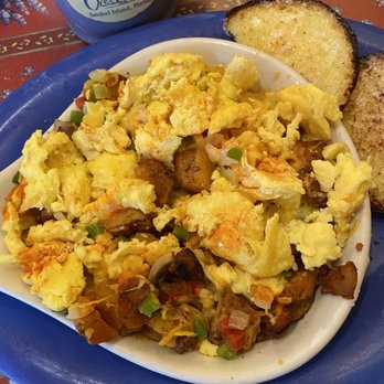 Over Easy Cafe - Farmers Scramble w/Gf english muffin - Breakfast & Brunch Near Me - Sanibel, Florida