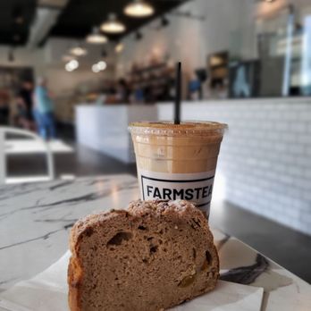 Bonrue Bakery - Iced Oat Milk Latte and St George coffee cake - Bakeries Near Me - St George, Utah