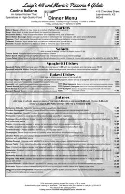 Menu photo 2 Luigi's 418 Leavenworth, KS Menu photo 2 Luigi's 418 Leavenworth, KS