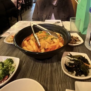 Bay Pocha - Spicy Ramen with Tteokbokki, Extra Side Dishes (BanChan) - Korean Near Me - San Francisco, California