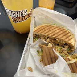 Pinches Botanas - Torta with Pollo and Piña Agua Fresca.