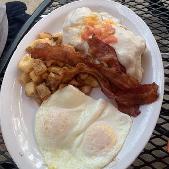 Backporch Cafe - Biscuits and gravy with eggs over easy - Breakfast & Brunch Near Me - Fort Collins, Colorado Backporch Cafe - Biscuits and gravy with eggs over easy - Breakfast & Brunch Near Me - Fort Collins, Colorado
