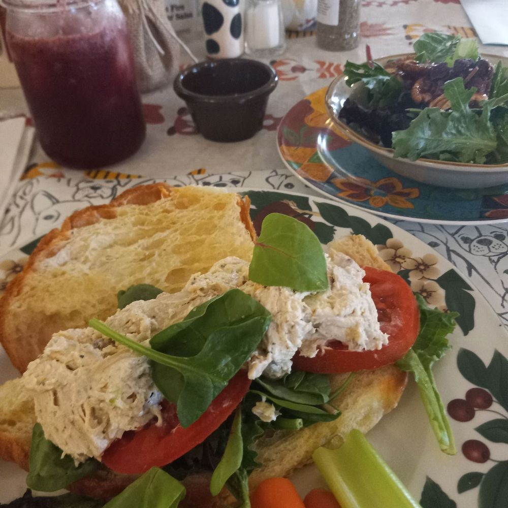 Chisholm Country Store - Chicken salad on flakey fresh croissant & fresh veggies. berry tea &feta pecan salad w/raspberry vinaigrette in the background. - Cafes Near Me - Rockwall, Texas Chisholm Country Store - Chicken salad on flakey fresh croissant & fresh veggies. berry tea &feta pecan salad w/raspberry vinaigrette in the background. - Cafes Near Me - Rockwall, Texas