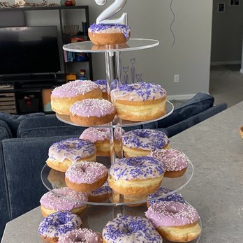 Baker's Dozen Donuts - Special order purple frosting and purple sprinkle donuts. - Donuts Near Me - Folsom, California Baker's Dozen Donuts - Special order purple frosting and purple sprinkle donuts. - Donuts Near Me - Folsom, California