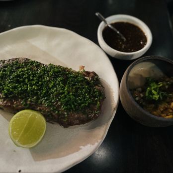 Alteño - Carne Asada with frijoles puercos & salsa macha - Mexican Near Me - Denver, Colorado