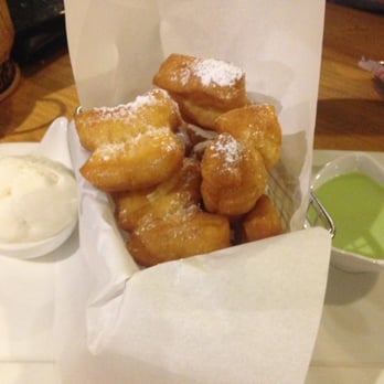 Green Peppercorn - $12.90 - Par Thung Go - Dough Fritters with pandan sauce & coconut ice cream. UGH the ice cream is to die for!!! - Thai Near Me - Fairfield, NSW