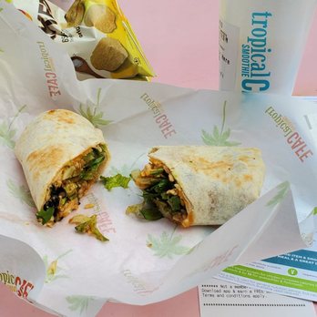 Tropical Smoothie Cafe - Caribbean jerk chicken wrap w/ mango magic - Sandwiches Near Me - Clayton, Missouri Tropical Smoothie Cafe - Caribbean jerk chicken wrap w/ mango magic - Sandwiches Near Me - Clayton, Missouri