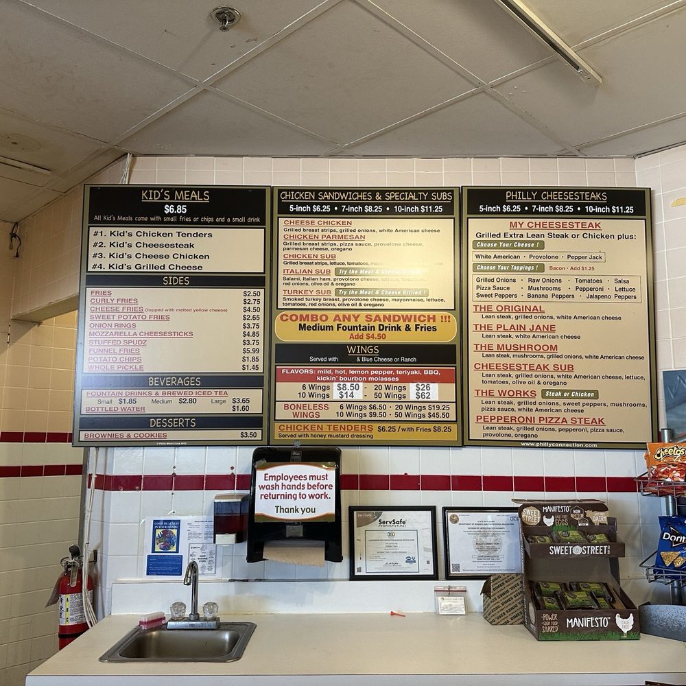 Philly Connection - Nice size menu with options for all - Sandwiches Near Me - Jacksonville, Florida Philly Connection - Nice size menu with options for all - Sandwiches Near Me - Jacksonville, Florida