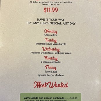 Casa Linda - Menu 5 January 2023 - Mexican Near Me - Murray, Utah