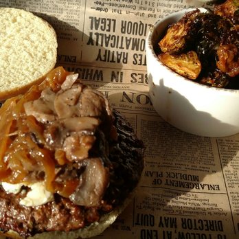 Mudlick Tap House - Mudlick Burger with maple syrup glazed brussel sprouts. - Gastropubs Near Me - Dayton, Ohio Mudlick Tap House - Mudlick Burger with maple syrup glazed brussel sprouts. - Gastropubs Near Me - Dayton, Ohio