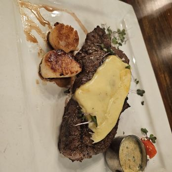 SOB Steakhouse - Strip with Racletre and scallops - Steakhouses Near Me - Liberty Township, Ohio SOB Steakhouse - Strip with Racletre and scallops - Steakhouses Near Me - Liberty Township, Ohio