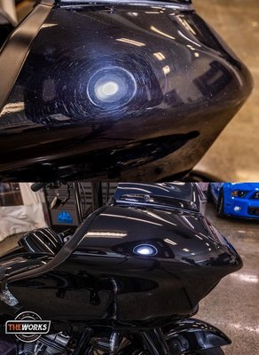 Paint correction - Harley Davidson Road glide received a one step paint correction and 3 year ceramic coating Paint correction - Harley Davidson Road glide received a one step paint correction and 3 year ceramic coating