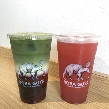 The Burrow - Strawberry matcha latte and strawberry tea Fresca - Bubble Tea Near Me - Brisbane, California