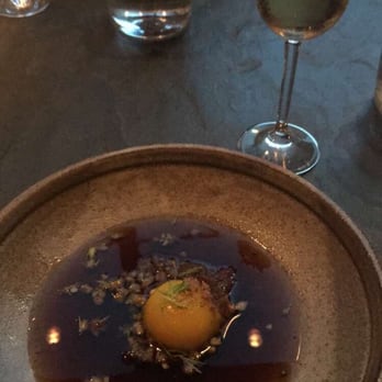 Bateau - Course 2: Nice fusion dish with Japanese Matsutake and beef broth with egg yolk. Gin cocktail to pair. - Steakhouses Near Me - Seattle, Washington Bateau - Course 2: Nice fusion dish with Japanese Matsutake and beef broth with egg yolk. Gin cocktail to pair. - Steakhouses Near Me - Seattle, Washington