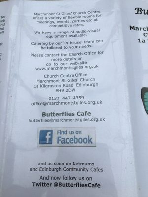 Menu photo 2 Butterflies Cafe Edinburgh, EDH