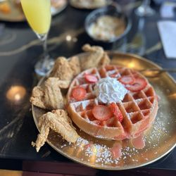 Uncle Butch Chicken and Waffles - Strawberry waffle and chicken