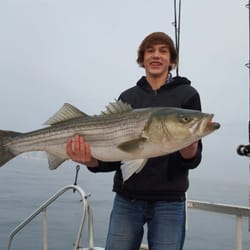 Twrecks Charters - Phil's first nice 41" striper caught off of Atlantic City New Jersey winter 2016