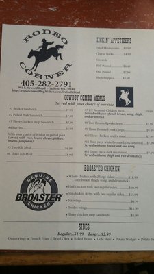 Menu photo 2 RodeoCorner BBQ & Chicken Guthrie, OK